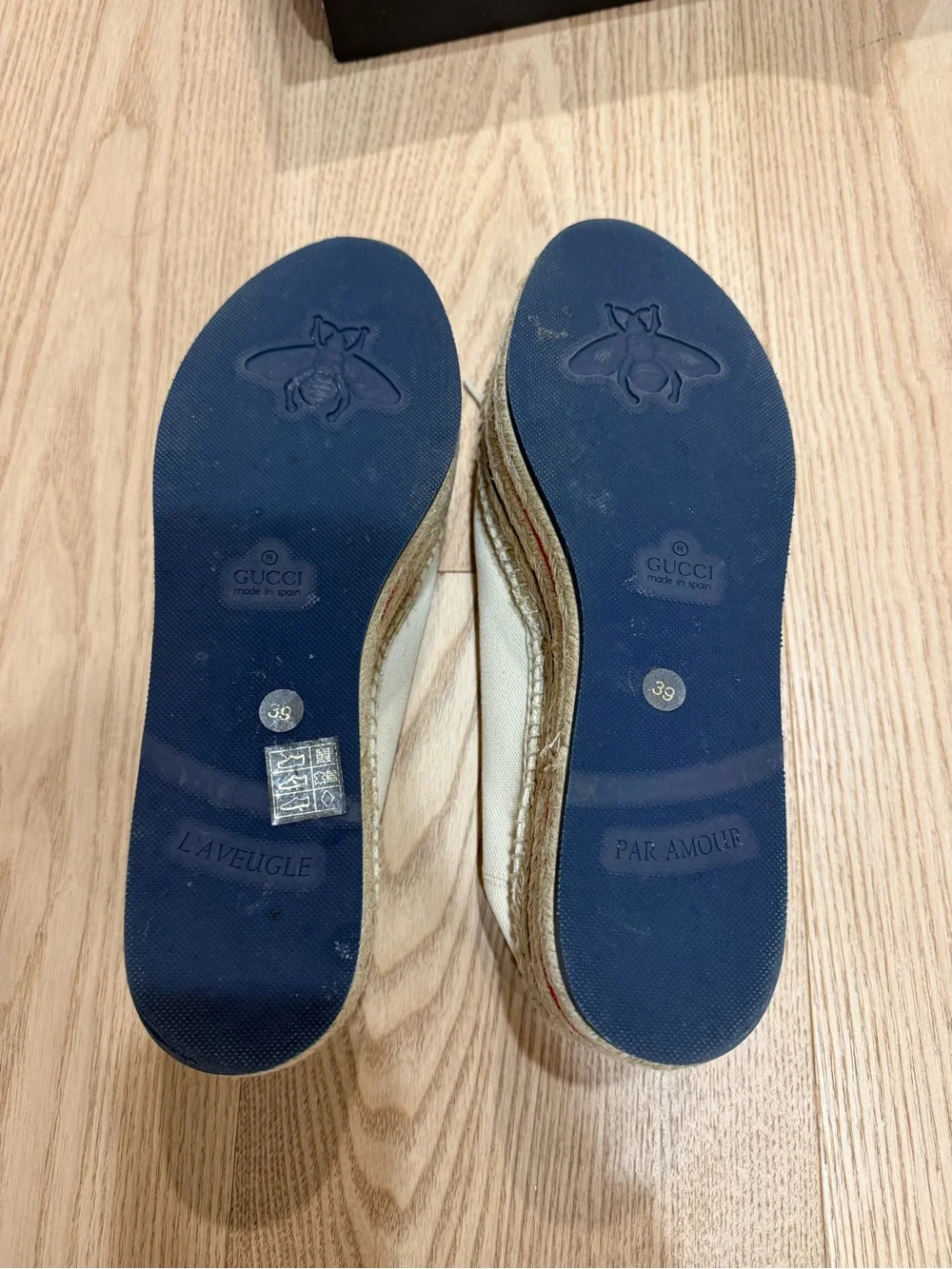 Gucci Ivory Canvas Platform Espadrille Sneakers with Web Stripe